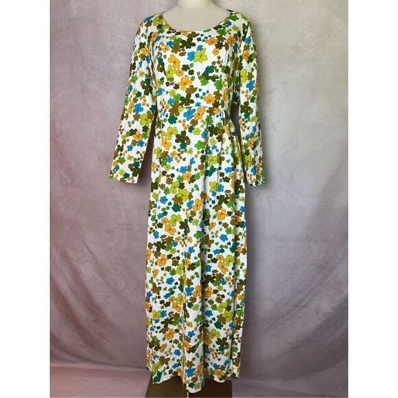 1970s Flower Power Maxi Dress Day Glo - Picture 4 of 12